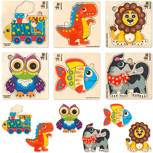 Puzzles en bois pour les tout-petits de 2 à 3 ans par QUOOKA Puzzle  d'apprentissage préscolaire pour enfants de 4 à 5 ans Jouet éducatif en  forme de chiffres et d'animaux 